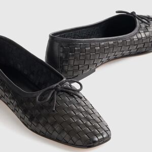 Quince Italian Leather Handwoven Square Toe Ballet Flat 8